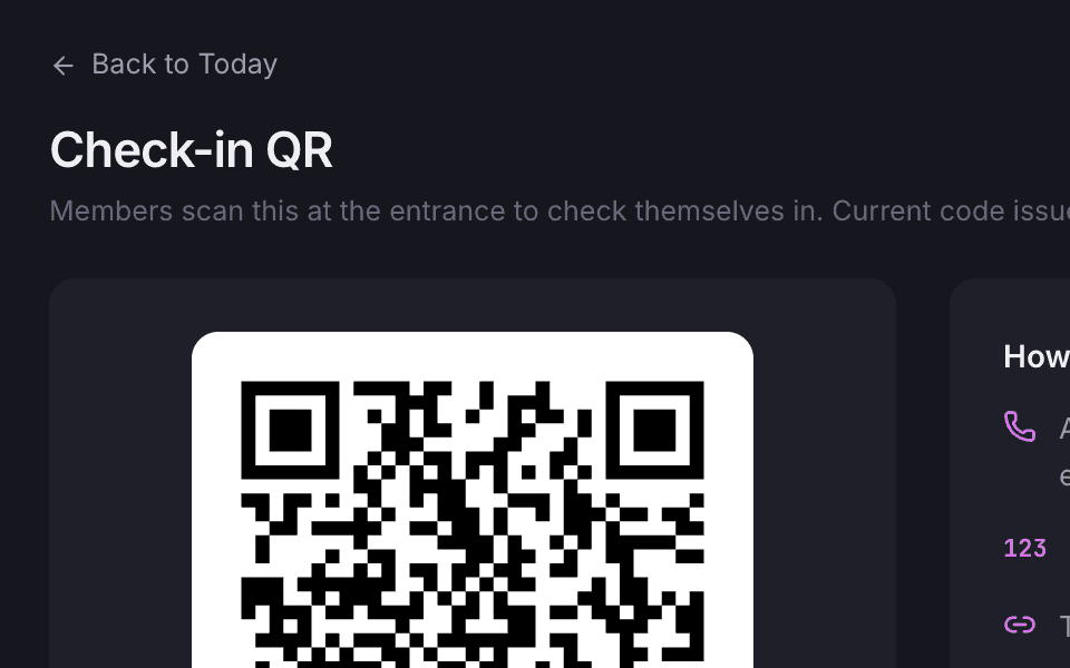 The branded QR check-in poster