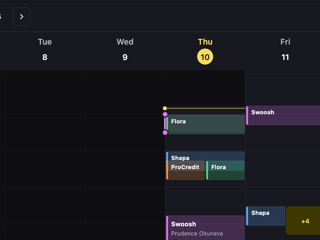 The booking calendar in the member app