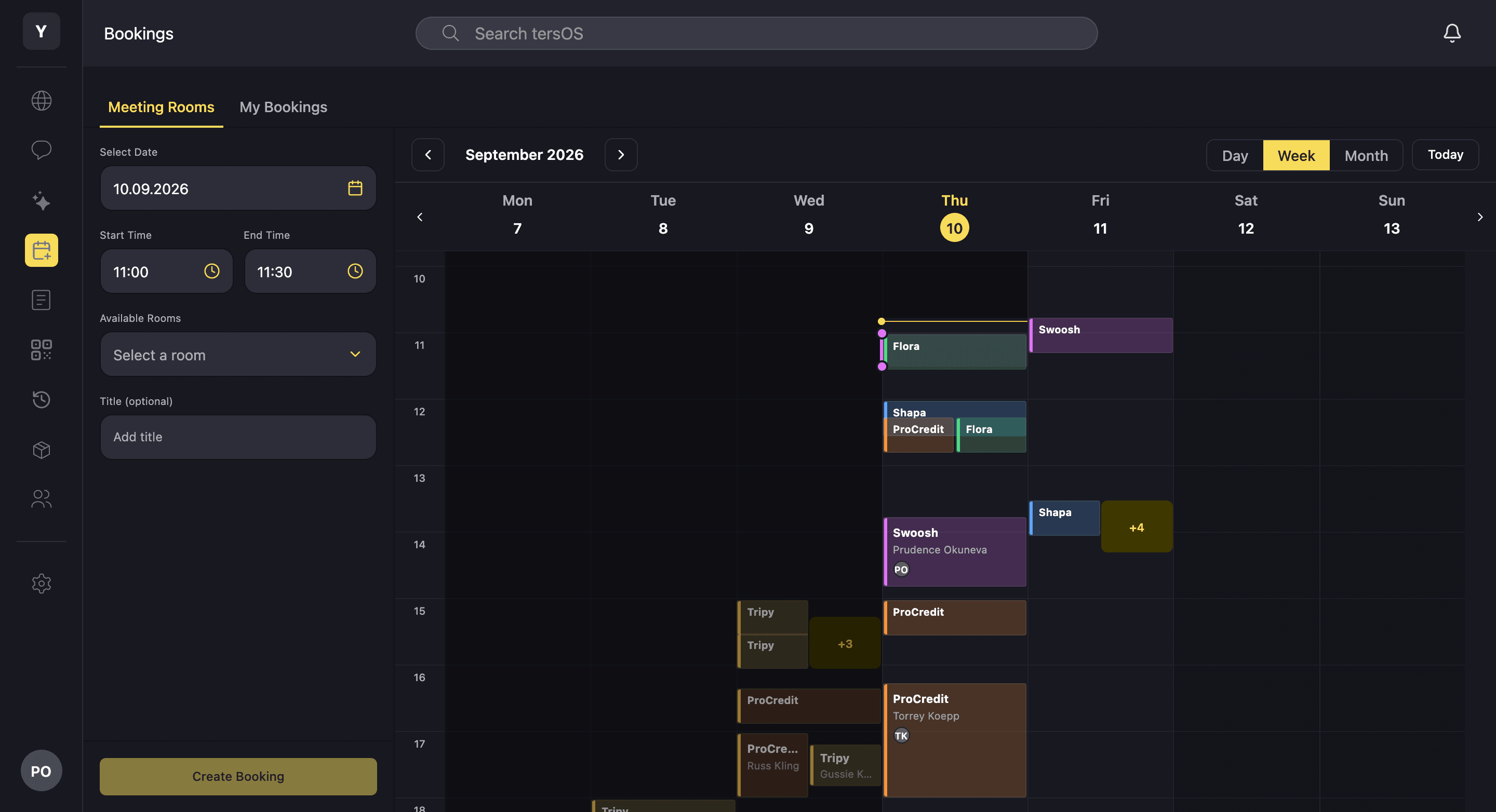 The member app on the web showing the bookings screen