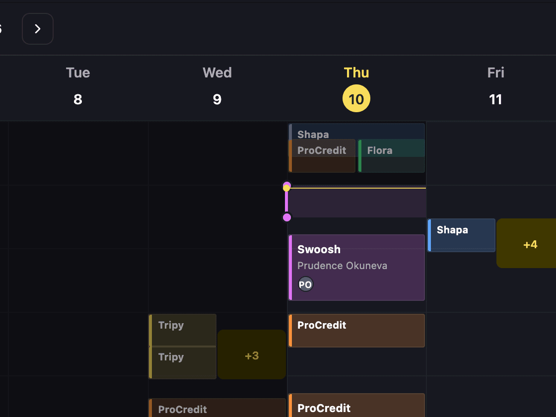 The booking calendar in the member app
