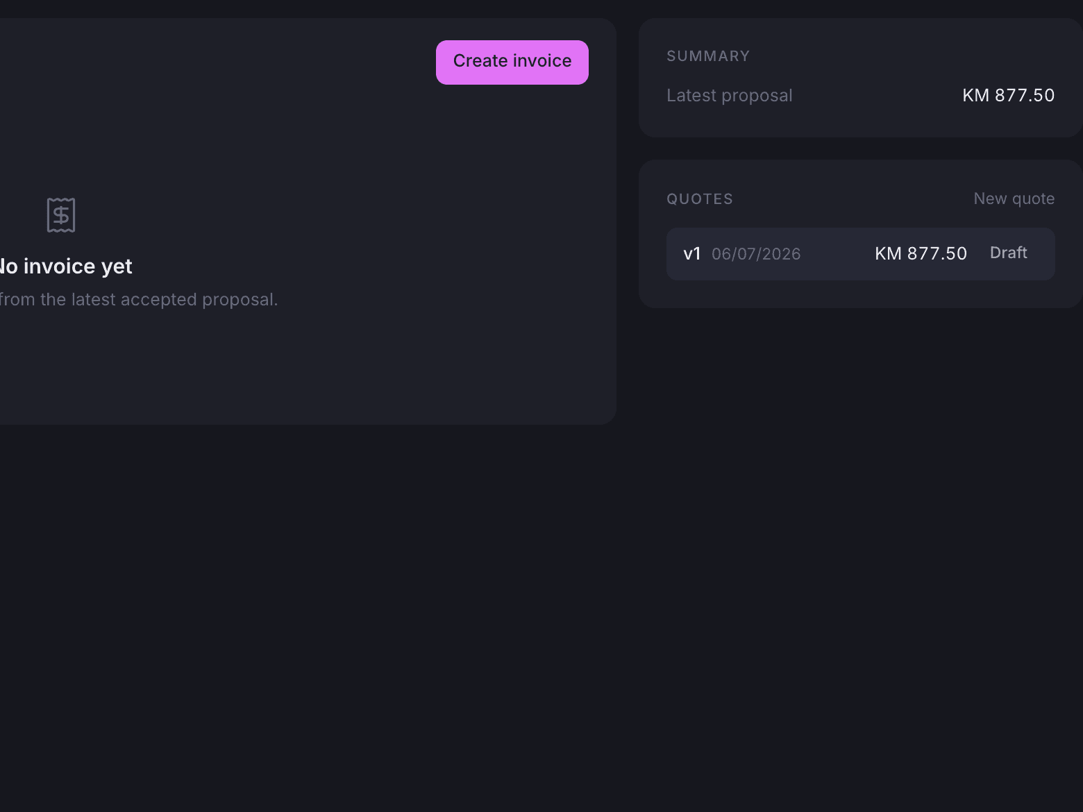 The billing tab of an event case