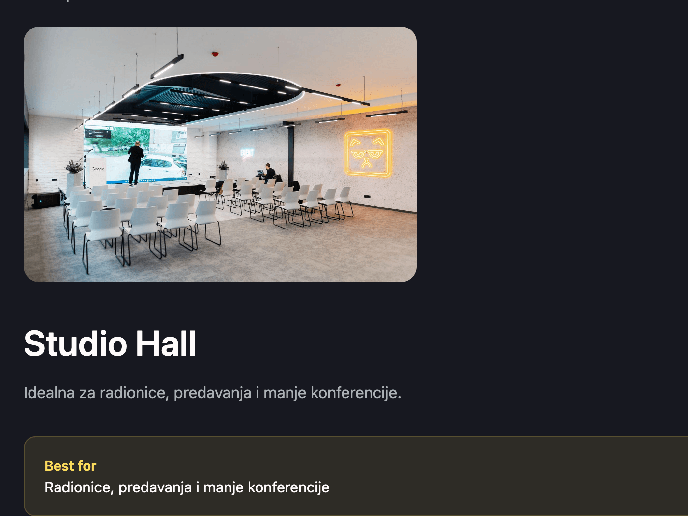 The inquiry form on a public venue page