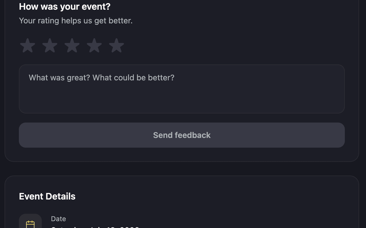 The feedback form on the client portal